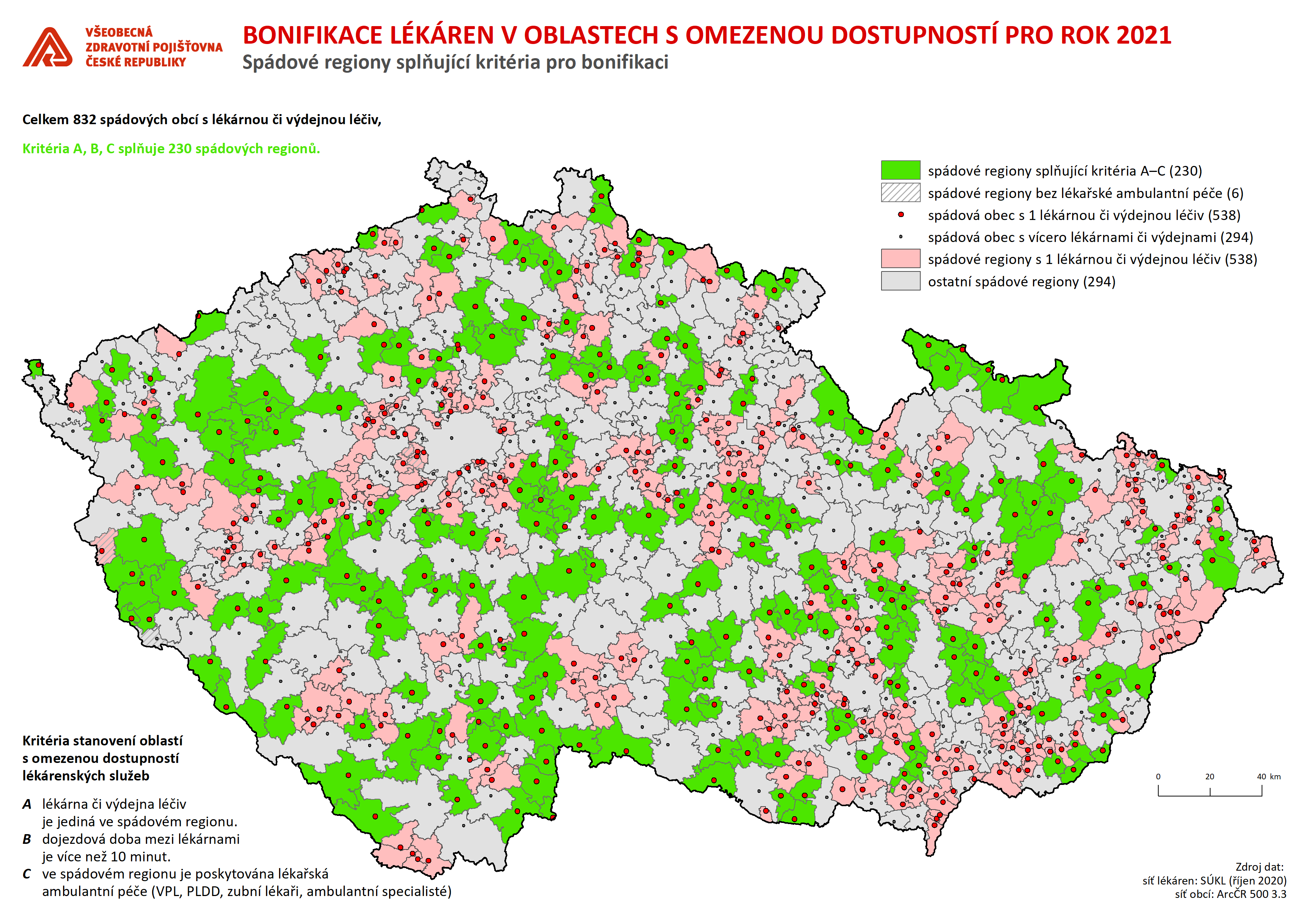 spadove regiony mapa
